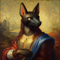 anubis by leonardo da vinci, oil painting, classical painting, digital art, vivid colors, romanticism, sharp focus