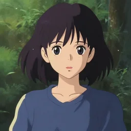 beautiful portrait of a young emo ghibli protaganist girl by YASUTOMO OKA, trending on artstation