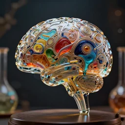 glass brain filled with different mixing liquids, cinematic shot, intricate, ornate, photorealistic, ultra detailed, realistic, 1 0 0 mm, photography, octane, high definition, depth of field, bokeh, 8 k, artstation