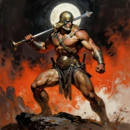 warrior by Frank Frazetta,fantasy artwork,bold,striking,high quality!!!!!,masterpiece!!!!