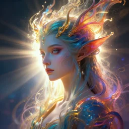 a frontal face portrait of a beautiful elegant elemental entity dissolving in to light, backlit, incredible lighting, strong rim light, highly detailed, god rays, digital painting, HDRI, by Alvaro Castagnet, Peter Mohrbacher and Dan Mumford, vivid colors, high contrast, 8k resolution, intricate, photorealistic, smooth