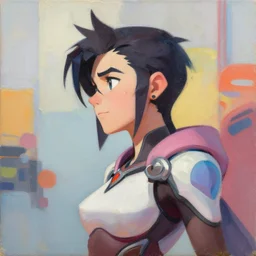 greg manchess portrait painting of asada shino sinon as overwatch character, medium shot, asymmetrical, profile picture, organic painting, sunny day, matte painting, bold shapes, hard edges, street art, trending on artstation, by huang guangjian and gil elvgren and sachin teng
