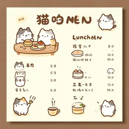 album cover art lunch menu of a cute cat cafe by akihiko yoshida