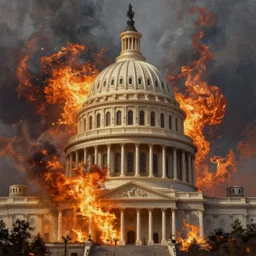 capitol fire oil painting, ultradetailed, artstation, ultradetailed, digital painting, ultradetailed