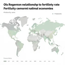 ols regression showing relationship between fertility rate and productivity across national economies