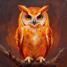 oil painting of flaming owl Digital art