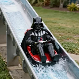 darth vader going down a water slide