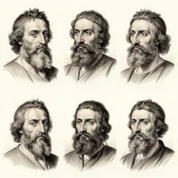 thumbnails of bearded men drawings. italy 1 8 1 6