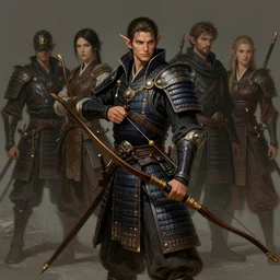 male elf samurai wielding a longbow, 8 k, fantasy, d & d, portrait by laura sava, intricate, highly detailed, smooth, artstation, digital illustration by ruan jia and mandy jurgens and artgerm and wayne barlowe and greg rutkowski and zdislav beksinski