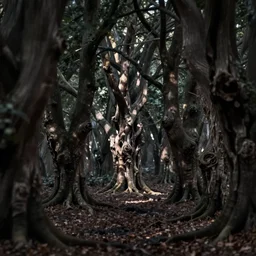 ancient forest without trees, dark theme, unfocused, hd