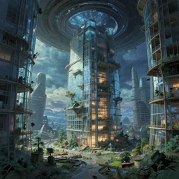 a beautiful ultradetailed highly detailed nature building interior view architecture city unfinished building urbex building by martin johnson heade, studio ghibli at night tundra cgsociety made of glass futuristic universe apocalyptic landscape, archdaily, wallpaper, highly detailed, trending on artstation.