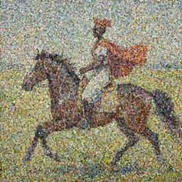 an expressive oil painting of skurofa soremi riding a horse