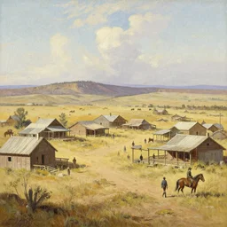 greg manchess painting of a wild west abandoned cheyenne town landscape with any person or horse in the painting only buildings in the year 1 8 5 0, nobody living there, painting, trending on artstation, by huang guangjian and gil elvgren and sachin teng