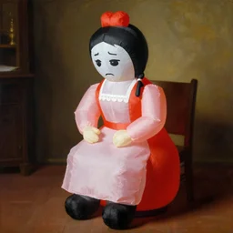 sad inflatable housewife, painting by fragonard