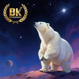 humanoid polar bear looking at the stars on a distant planet, by victo ngai, kilian eng vibrant colours, dynamic lighting, digital art, winning award masterpiece, fantastically beautiful, illustration, aesthetically inspired by beksinski and dan mumford, trending on artstation, art by greg rutkowski, 8 k