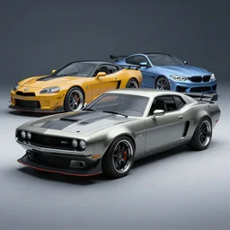 a muscle car based on nissan, bmw and chevrolet sports car body styles, nissan sports cars, chevrolet sports cars, bmw sports cars, trending on artstation, pintrest, cgsociety, unreal engine, studio lighting, by jotaautomotive and nancorocks