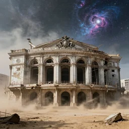 a beautiful hyperdetailed highly detailed unfinished building industrial architecture building nature city opera house urbex architecture abandoned by paul cezanne, sandstorm fisheye water hyperrealism mercury fantasy cosmic universe, archdaily, wallpaper, highly detailed, trending on artstation.