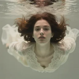 cinestill 5 0 d renaissance depht of field portrait of a dreamy epic beautifull of women underwater by liebovitz art by christy lee rogers floating underwater, air and dress lace, elegant, highly detailed, pale tonal matt, soft blur, artstation, head in focus