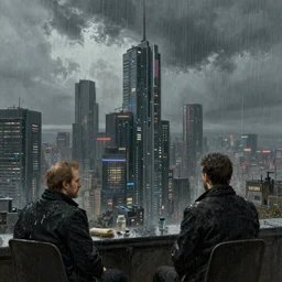 a beautiful picture of a cyberpunk city under rain by william - adolphe bouguereau and greg rutkowski trending on artstation