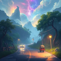 a new electric pokemon, illustration comic manga painting of road environment : 6 fantasy environment, digital painting, volumetric lighting by feng zhu, 3 d alejandro alvarez alena aenami artworks in 4 k beeple, by thomas kinkade heartstone league of legends dofus overwatch