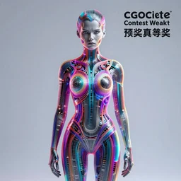 [ full - body portrait of a woman made of wires ]! with a disdain facial expression, trending on [ artstation ]!, digital art, cgsociety contest winner, [ symmetrical ]!, golden ratio!, award winning, bioluminescent colors, volumetric lighting, futurism!, cyberpunk atmosphere, front view