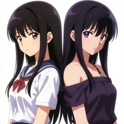 two anime girls, mandelbrot, lesbian, stylized, japanese, highly detailed
