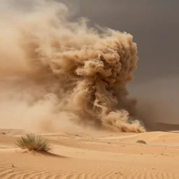 a sandstorm approaching in a desert, art by beeple