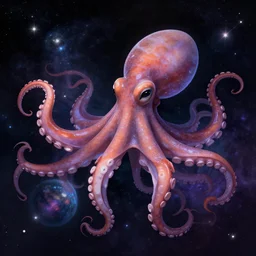 cosmic octopus in space, digital art, fantasy art