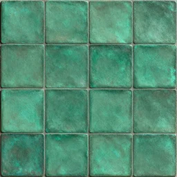 green oxidized copper shaped like tiles texture material, high definition, high detail, 8k, photorealistic