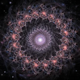 mandelbrot set fractal spiral spiderweb as jwst phantom galaxy, high quality detailed photo