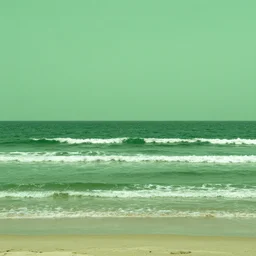 green green green beach, green ocean, green sky, photography