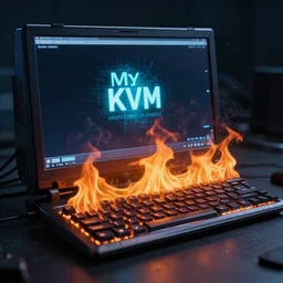 my kvm is malfunctioned, keyboard is on fire professional photo award winning sharp focus coherent