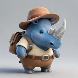 An adorable anthropomorphic blue rhino wearing adventurer's clothing, highly detailed, digital painting, artstation, concept art, smooth, sharp focus, studio light, by Justin Gerard and Jason Chan,