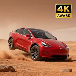 photo of a red tesla car crash landing on mars highly detailed, 4 k, hdr, smooth, sharp focus, high resolution, award - winning photo