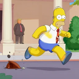 Homer Simpson accidentally runs over Donald Trump