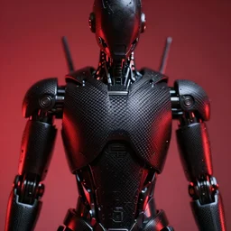 closeup shot of a carbon black cyborg, macro shot, dof, cinematic, volumetric lighting, studio shot, red light, 4 k, highly detailed
