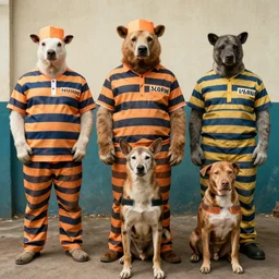 animals dressed as inmates
