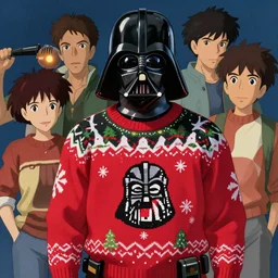 darth vader in a christmas sweater, portrait shinkai makoto studio ghibli studio key hideaki anno sakimichan stanley artgerm lau rossdraws james jean marc simonetti elegant highly detailed digital painting artstation pixiv
