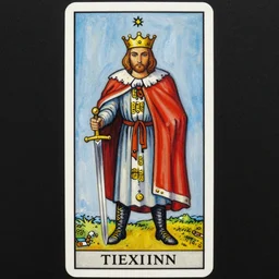 king with sword in tarot card style, oil painting, high details