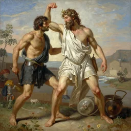 a beautiful artwork of zeus smiting a peasant, by alex horley, featured on artstation