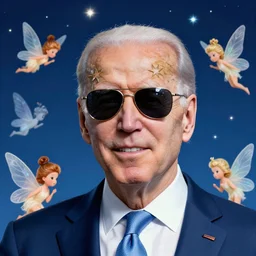 portrait of joe biden with sunglasses stars in the sky fairies with detailed faces enchanted psychedelic wide angle shot white background vector art illustration gears of war illustration gta 5 artwork of joe biden, in the style of gta 5 loading screen, by stephen bliss by hieronymus bosch and frank frazetta