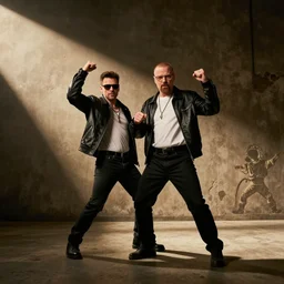 Rick Astley doing the Gangnam Style with Walter White