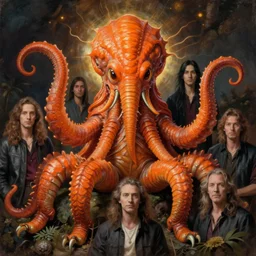 zoological portrait of orange cthulhu by kuldar leement and ruan jia and brad rigney and micha karcz and brad rigney