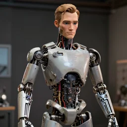 animatronic Matthew Lillard, exposed mechanics, photo, Stan Winston studios, detailed, 4k