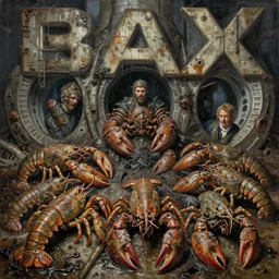 painting of varied filthy rugated armored crustaceans clawing & terrified as massive brutalist structure, claustrophobic drag race, oily rag, clustered by vincente b ballestar, by francesco blanc, & by jack gaughan high resolution, hyper detailed, cinematic, ornate masterpiece, shot on imax with full frame on signature prime lens