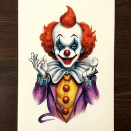 tim burton painting of a clown in the style of chicano street style tattoo