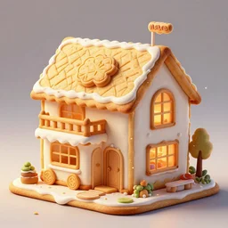 hyper realistic cookie house, illustrated by greg rutkowski, beautiful volumetric lighting, intricate, ultra detailed, photorealistic, trending on artstation, octane render, 8 k