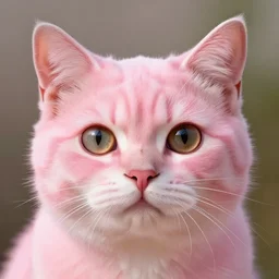 cute pink cat, highly detailed, detailed face, digital art, trending on artstation