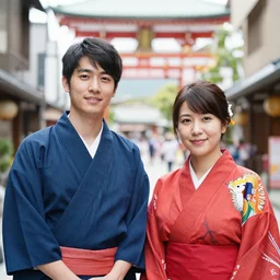 portrait of a 🇯🇵 + 👨 and a 🇨🇵 + 👩, by wlop