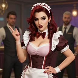 highly detailed portrait of an attractive cunning gothic pinup waitress in gta v, stephen bliss, unreal engine, fantasy art by greg rutkowski, loish, rhads, ferdinand knab, makoto shinkai and lois van baarle, artgerm, pixar, ilya kuvshinov, rossdraws, tom bagshaw, global illumination, radiant light, detailed and intricate environment